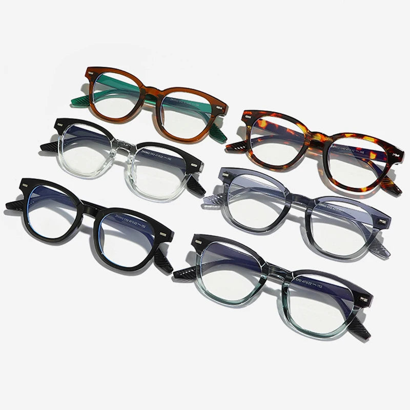 JNPCXI Fashion Men Round Glasses Anti Blue Light Rice Nail Women Eyeglass Fashion Luxury Retro Round Frame Computer Eyewear