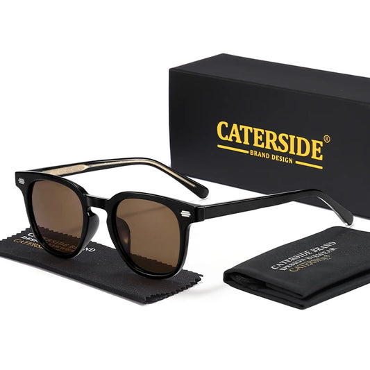 CATERSIDE Classic Men's Round Sunglasses High-Quality Tr-90 Frame Retro Sun Glasses Women's Outdoor Travel Eyeglass UV400