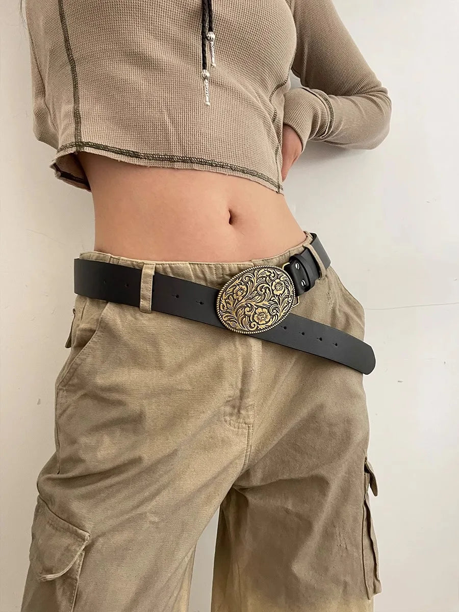 N Retro Belt Female 2024 New Black Jeans Decoration Simple Accessories Ins Wide Belt