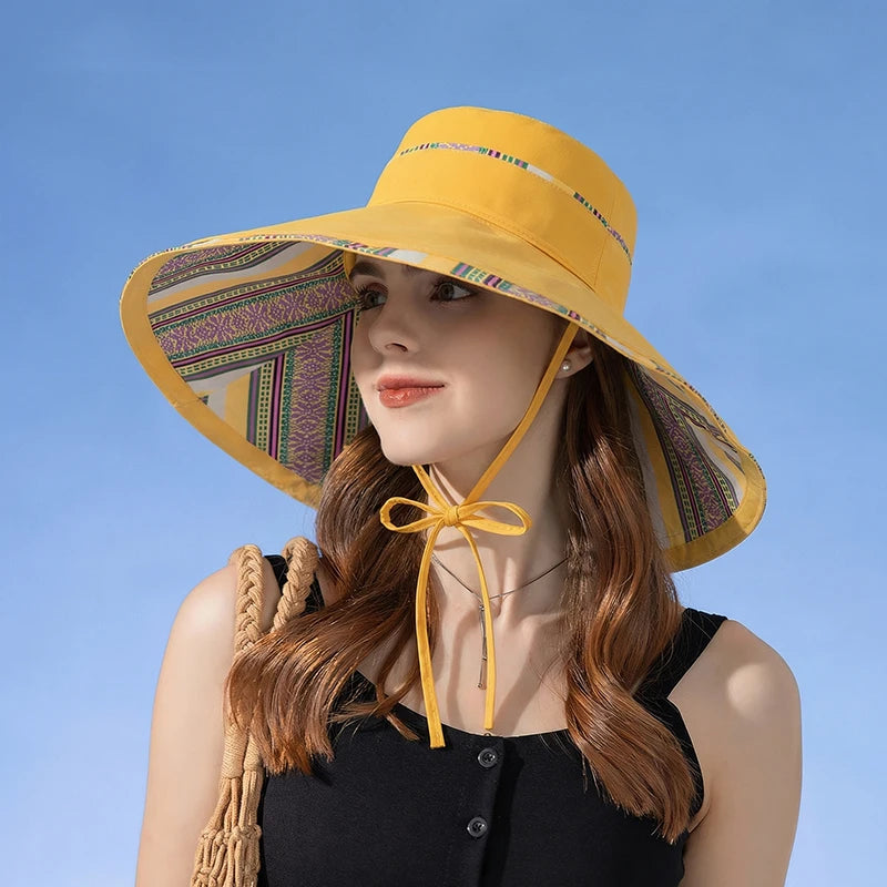 6180-New summer women's wide-brimmed sun hat. Children'sversion.Double-sidedwearable. Fishermanhat.Fashionableandversatilesunhat