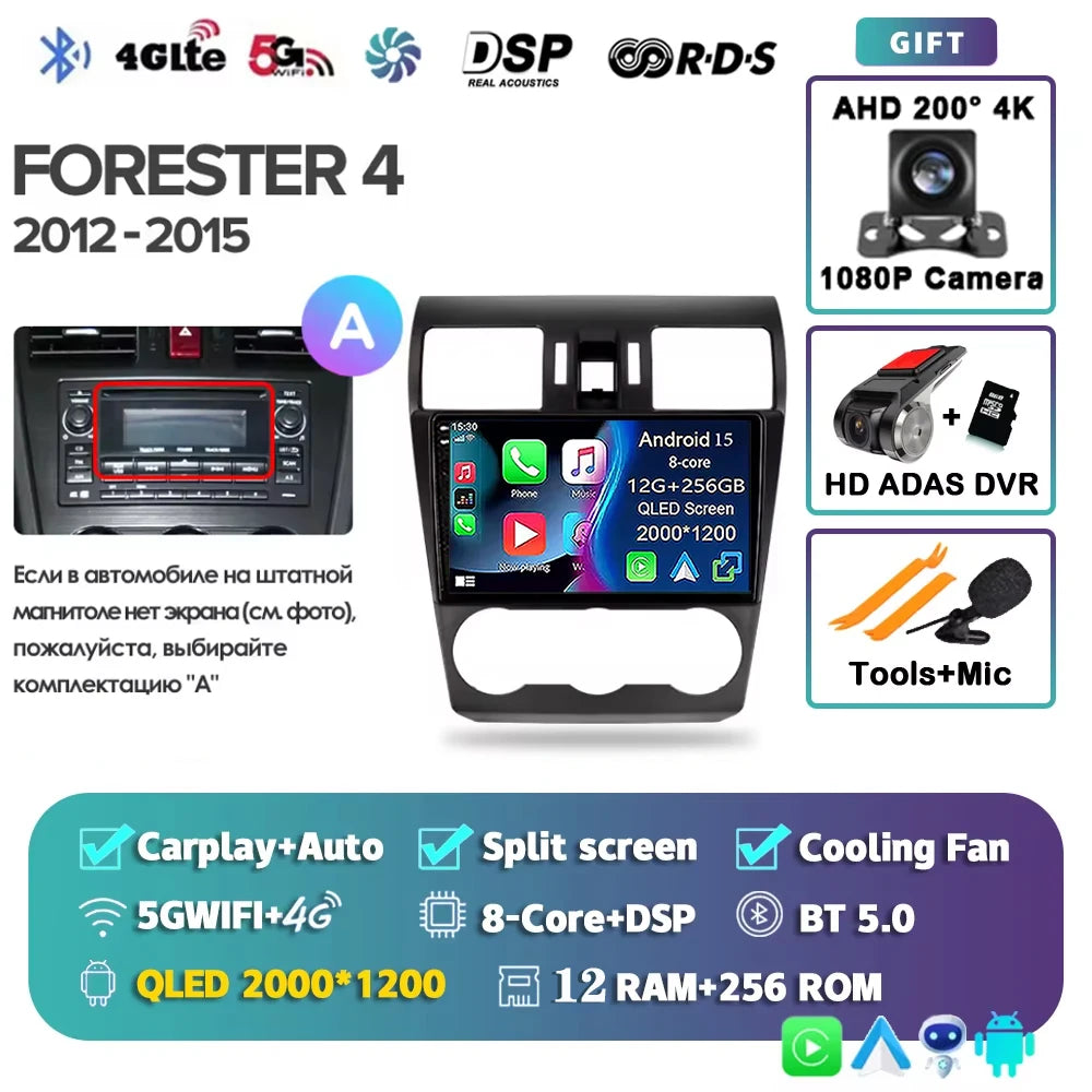2K For Subaru Forester 4 SJ 2012 - 2015 Car Radio Multimedia Video Player Navigation stereo GPS Android 15 No 2din 2 din dvd