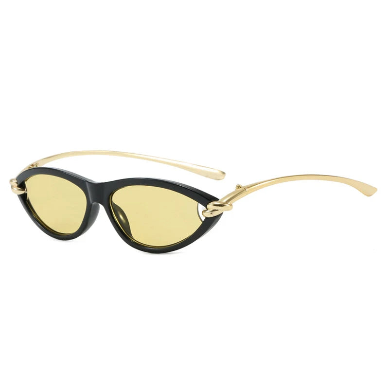 JNPCXI New Fashion Cat Eye Candy Color Women Luxury Sunglasses Brand Designer Oval Hollow Shades Men Sun Glasses UV400
