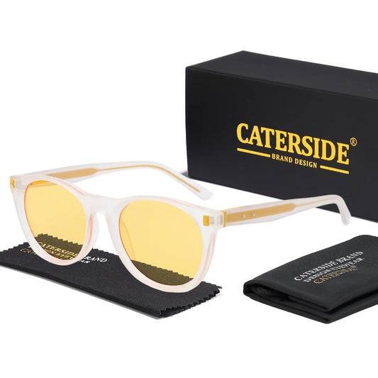 CATERSIDE Unisex Fashionable Sunglasses High-Quality Round Frames Gradient Sun Glasses Outdoor Travel Beach Summer Glasses UV400
