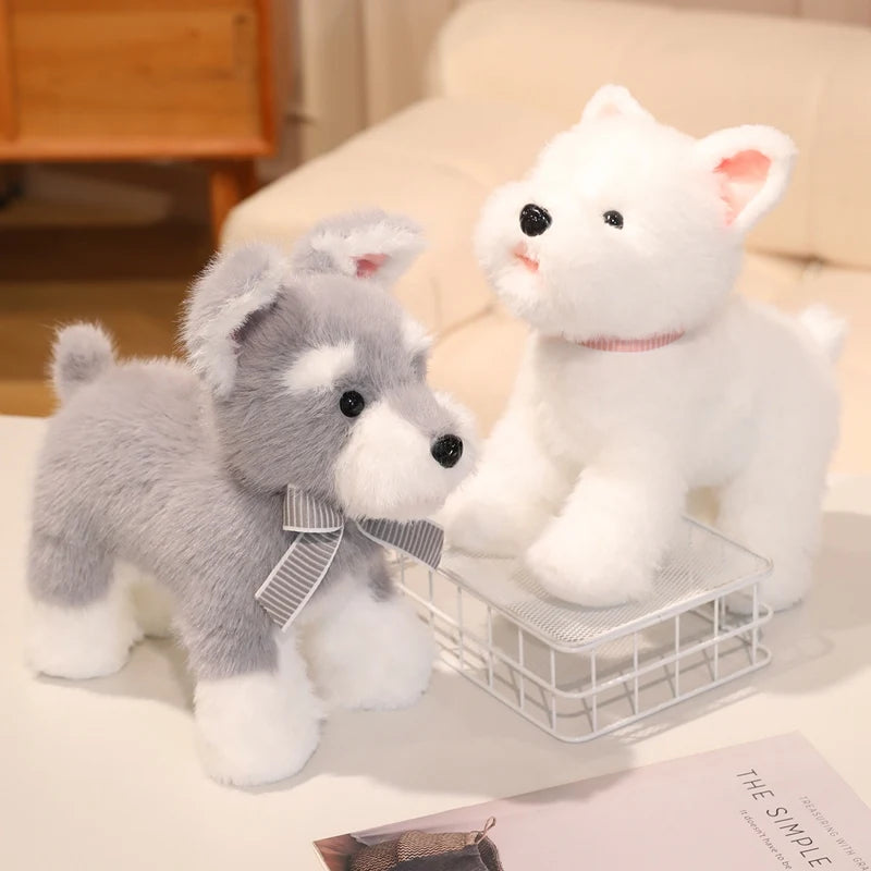 Hot sales Lovely Schnauzer Dog Plush Toy Soft Simulation Stuffed Animal Toys For Boys Cute Photo Props Girls Birthday Gift 30cm