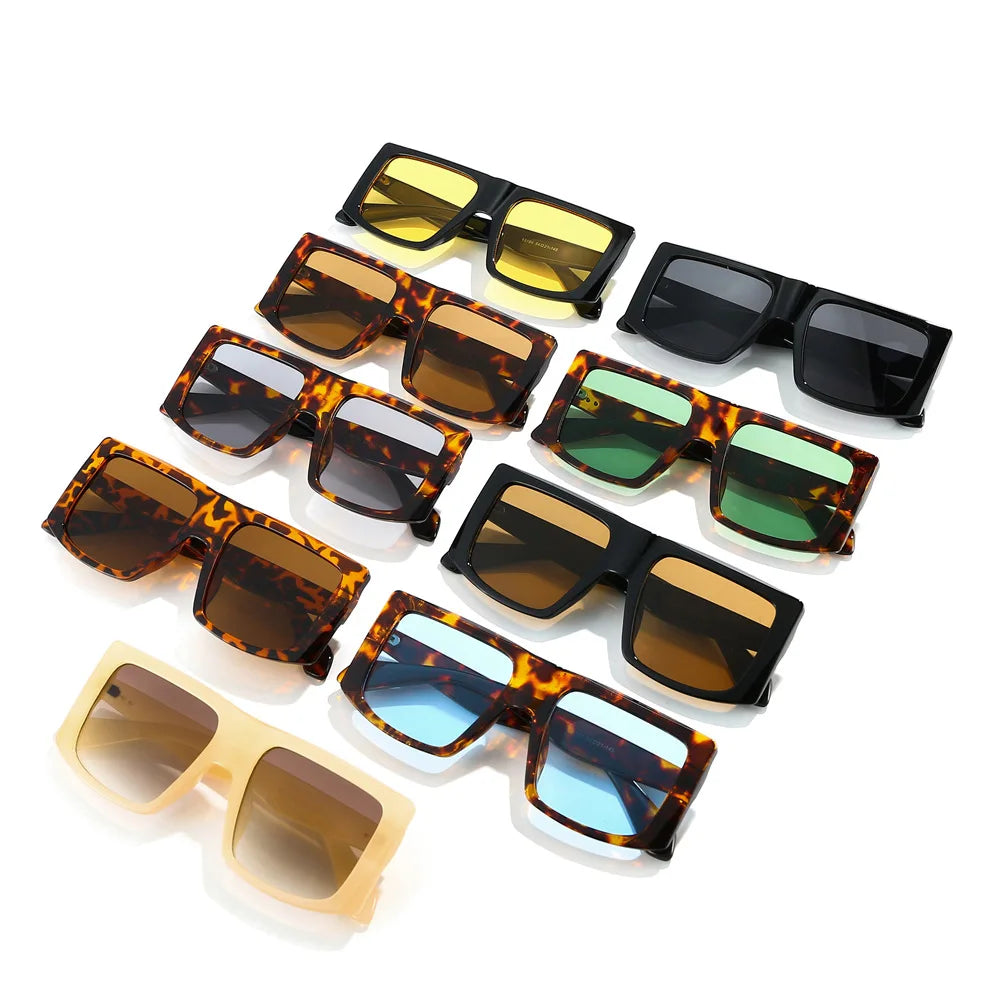 JNPCXI New Fashion Oversized Square Women Sunglasses Shades UV400 Retro Green Gradient Men Punk Sun Glasses