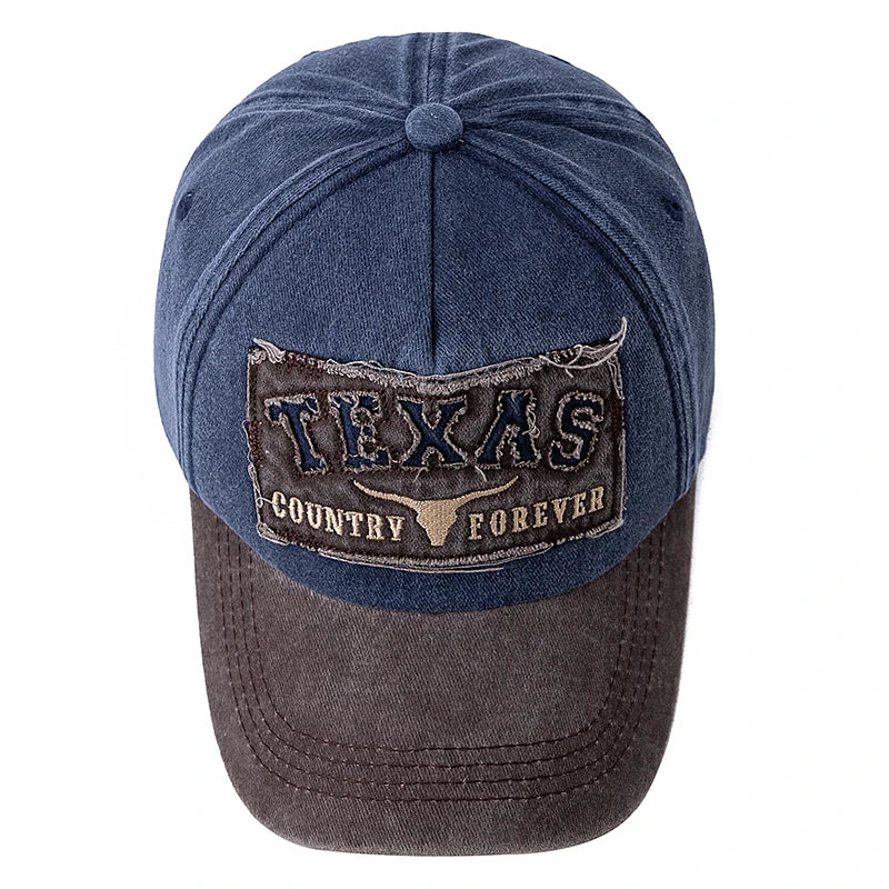 Washed Cotton Vintage Baseball Cap TEXAS Letter Embroidery Outdoor Sport Dad Hat