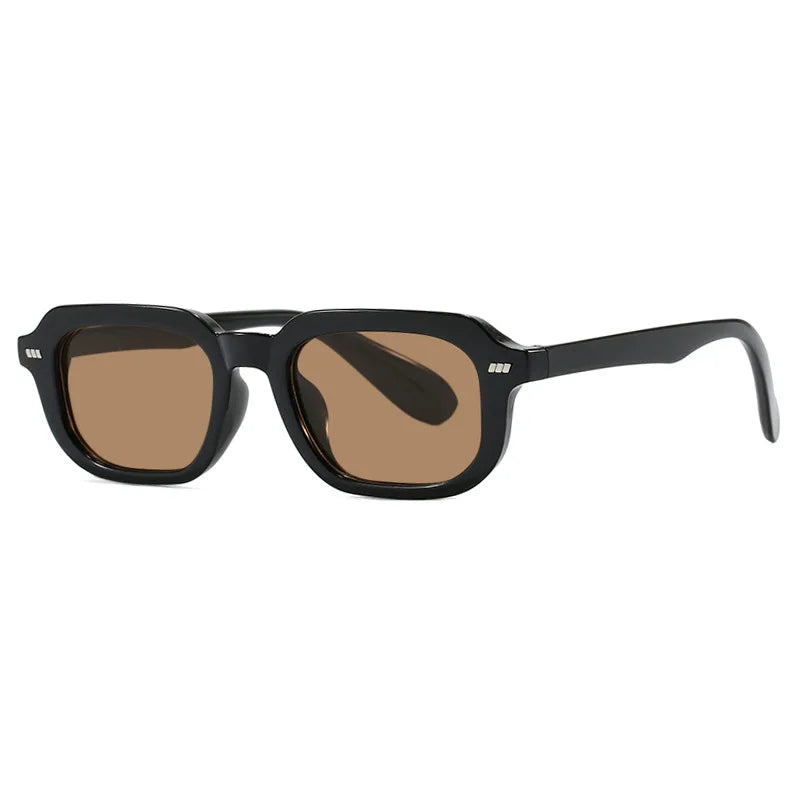 JNPCXI New Fashion Square Sunglasses Women Black Tea Shades UV400 Retro Trending Men Punk Rectangle Leopard Sun Glasses