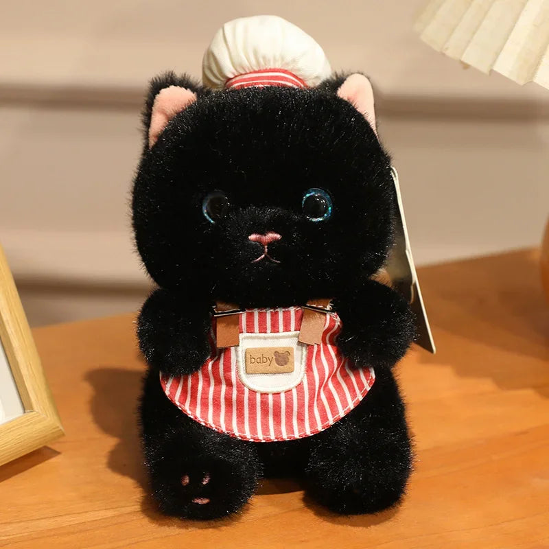 Super Cute Mini Chef Kitten Plush Toys Delicate Handmade Cartoon Pastry Chef Cat Doll Funny Keychain Bags Decro Toys Nice Gift
