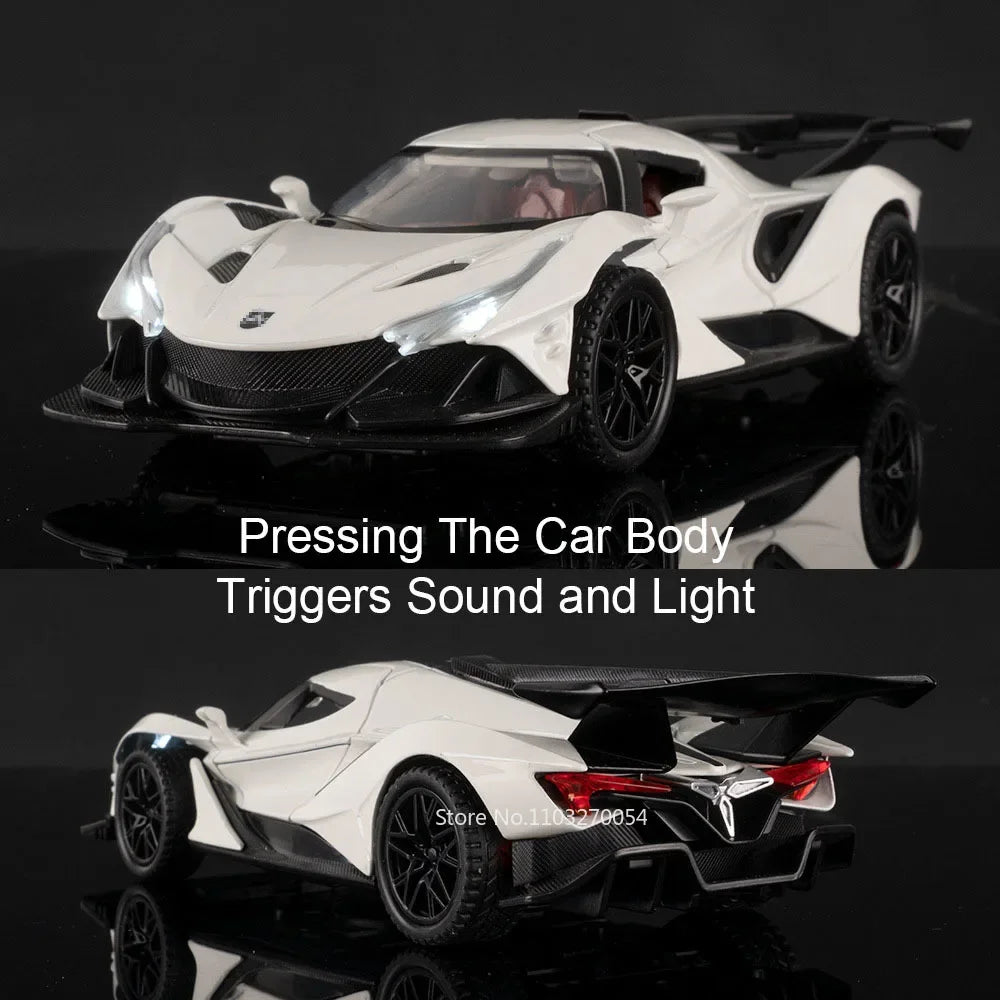 1:32 Apollo IE EVO Alloy Model Toy Diecast Car Doors Opened Sound Light Pull Back Miniature Rubber Tires Cars Kid Christmas Gift