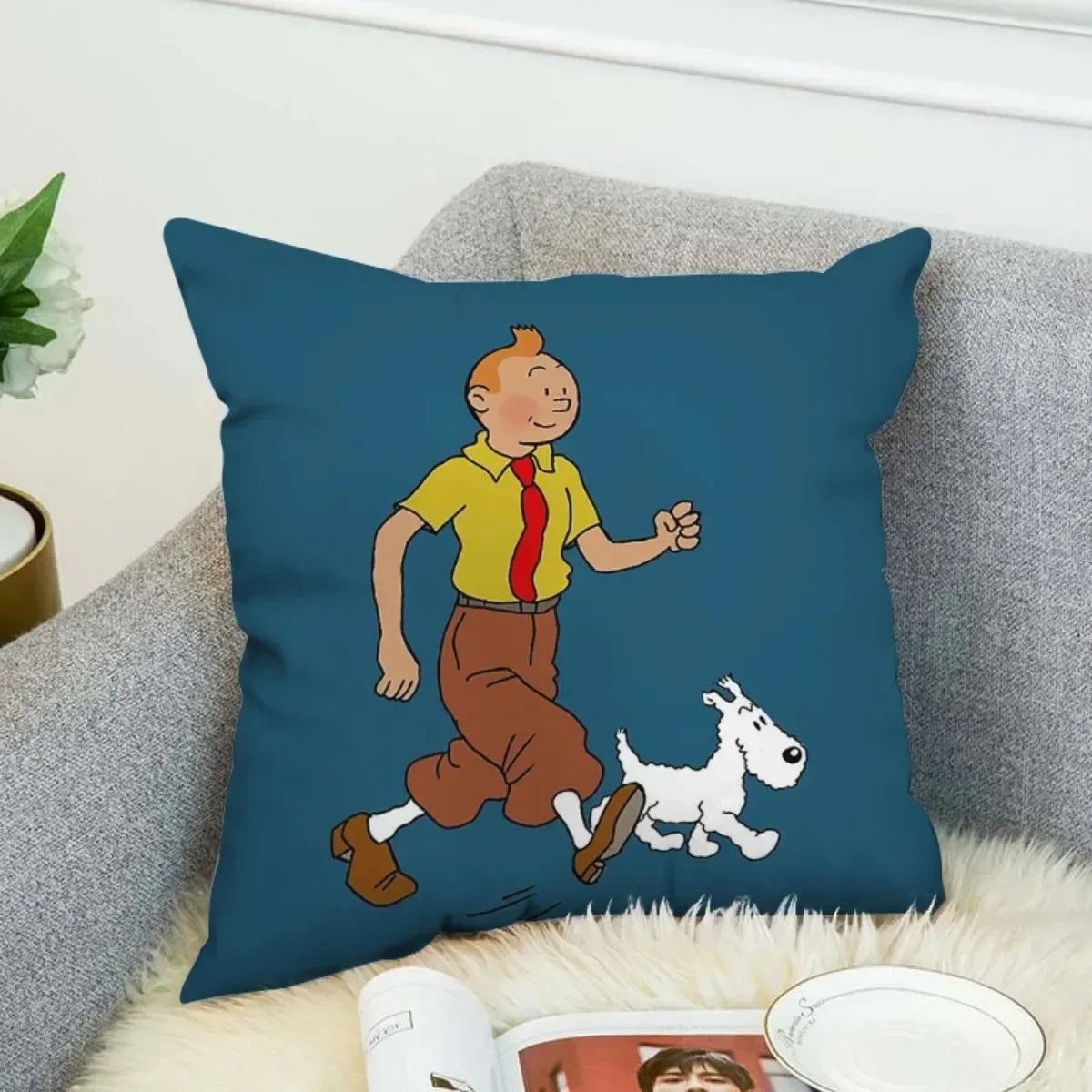Anime Tintin Cushion Cover Pillowcases Home Decor Decorative Pillows for Sofa M1