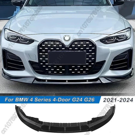 For BMW 4 Series G24 G26 4Door 420i 430i I4 M50 M Sport 2020-2024 Car Front Bumper Splitter Lip Diffuser Spoiler Body Kit Trim