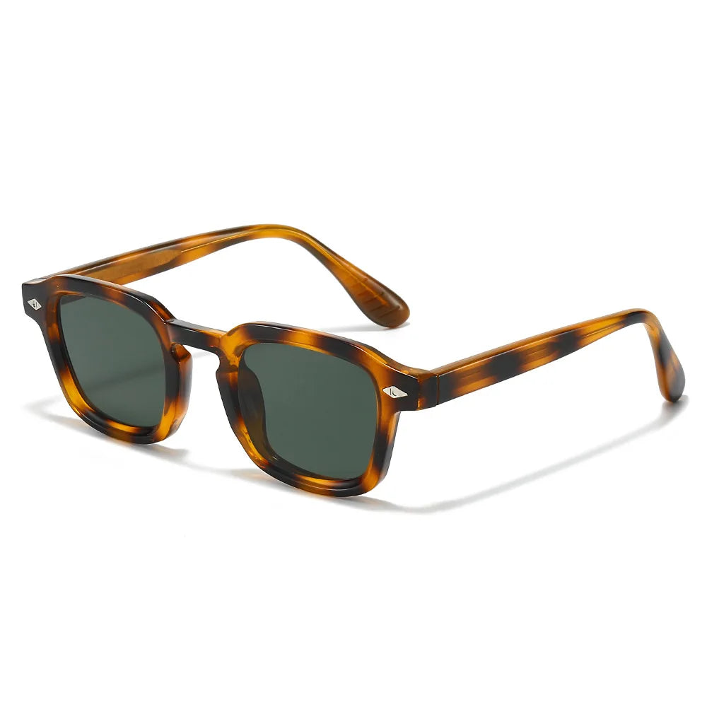JNPCXI New TR90 Square Candy Color Women Sunglasses Retro Rivets Men Trending Tea Sun Glasses Shades UV400