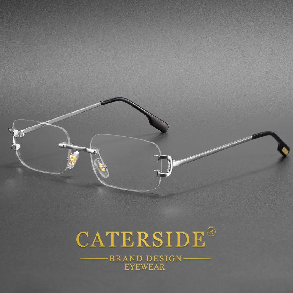 CATERSIDE Men's Rimless Small Frame Sunglasses Brand Design Metal Fashion Sun Glasses Women's Decoration Outdoor Eyewear UV400