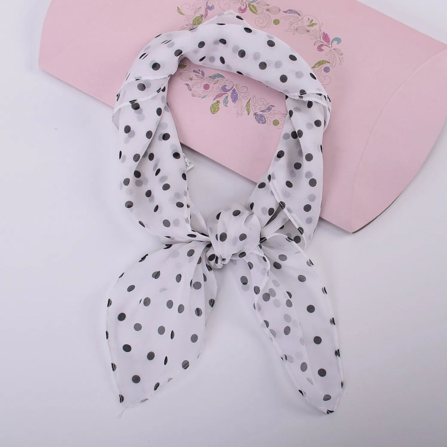Spring/Summer Season 65 * 65 Elegant Retro Dot Small Square Scarf Lightweight and Soft Chiffon Scarf Soft and Breathable