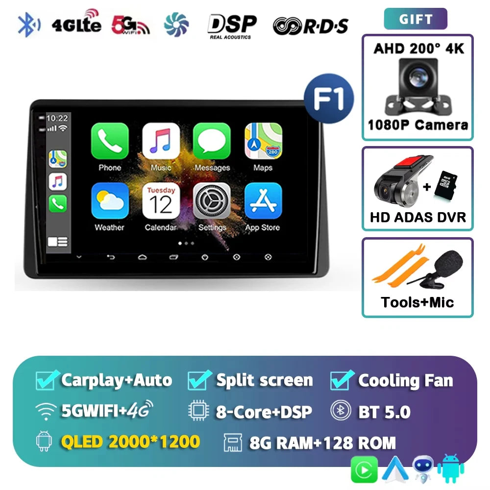 For Renault Duster HM 2 2020 - 2024 2K 12+256 QLED Android 15 CarPlay Car Radio Multimedia Video Player GPS stereo Head Unit