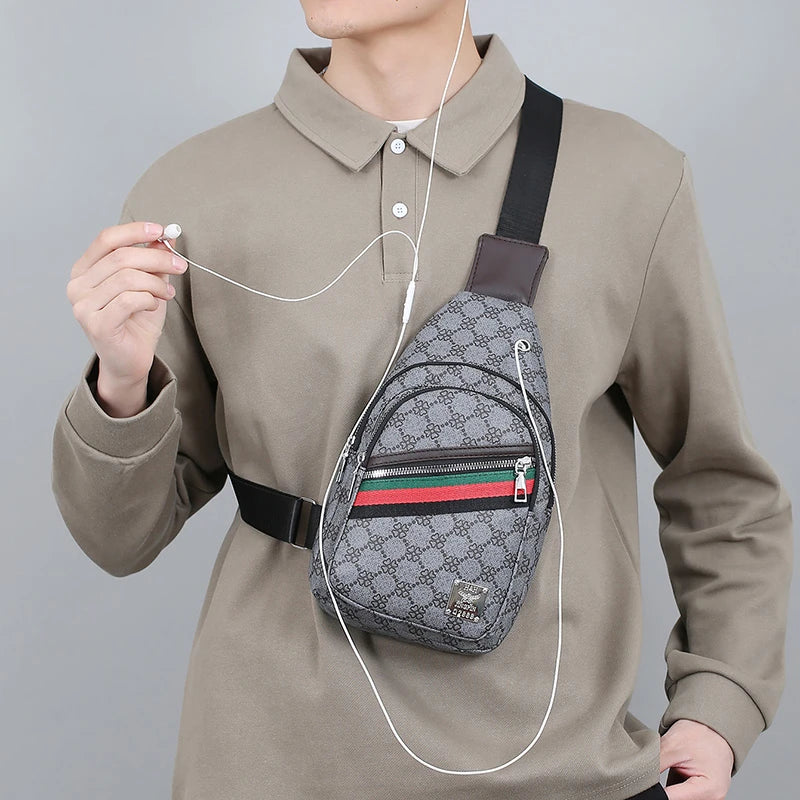 Messenger Bag Shoulder Cloth Chest Crossbody Casual Handbag with Earphone Hole2