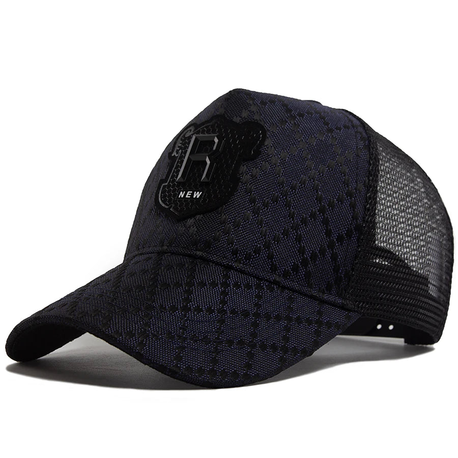Men Baseball Cap R Label Grid 5 Panel Style Trucker Hat Hip Hop Mesh Caps Fashion Women Visor Casual Caps Summer For Unisex