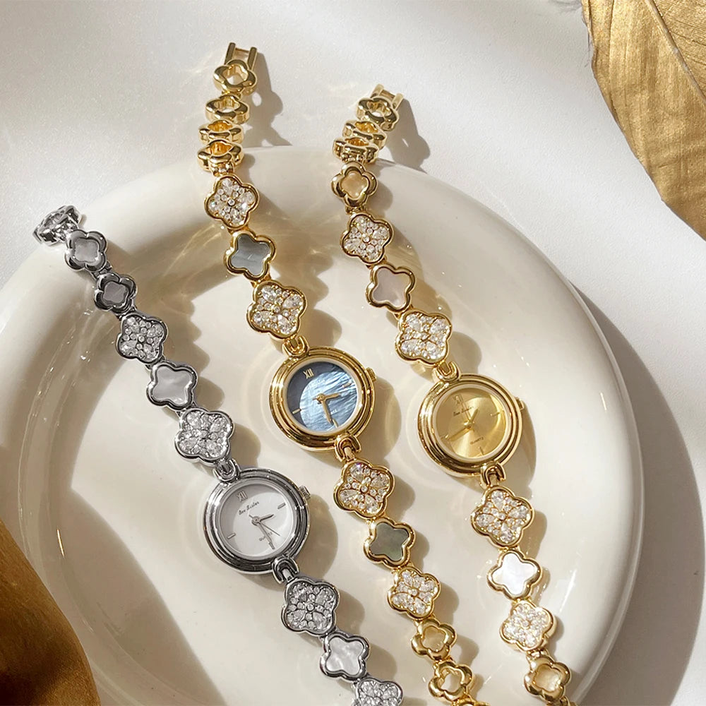 Bee Sister Vintage Watches for Women Temperament Round Dial Quartz Retro Watch Ladies Luxury Bracelet Wristwatch Gift