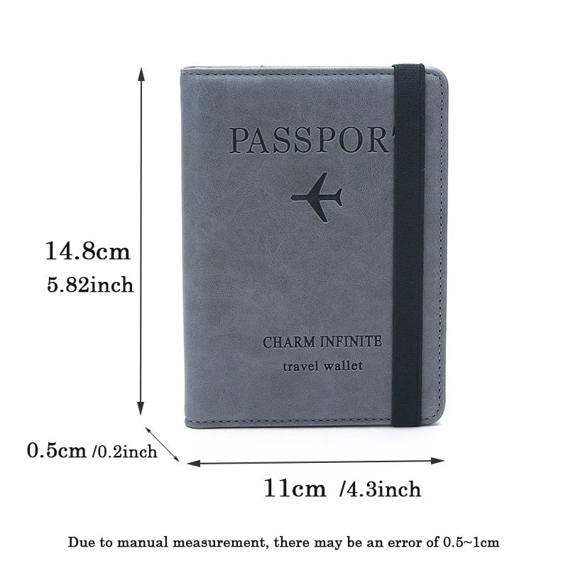 Women Men Travel Passport Holdr Cover Case RFID PU Leather Card ID Secure Wallet