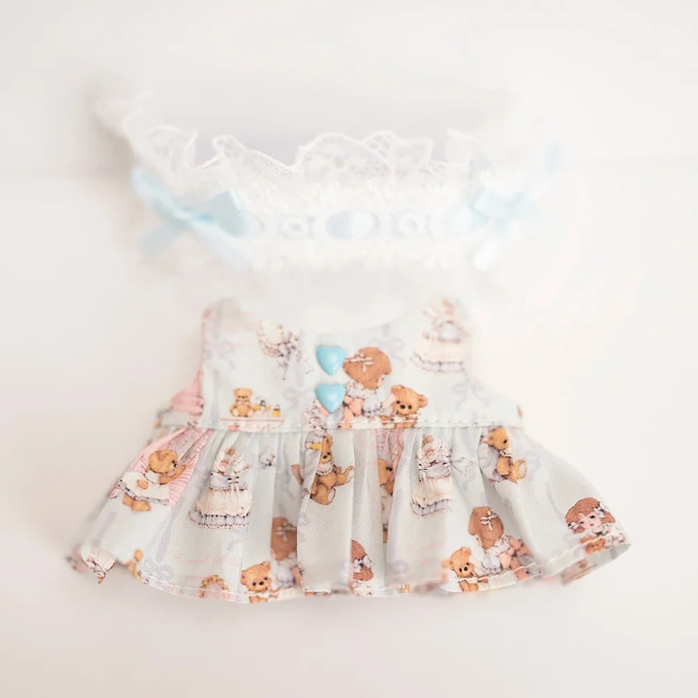 17 Cm Labubu Plush Toy Doll T-shirt with Denim Overalls Labubu Plush Toy Doll Pendant Clothes High quality