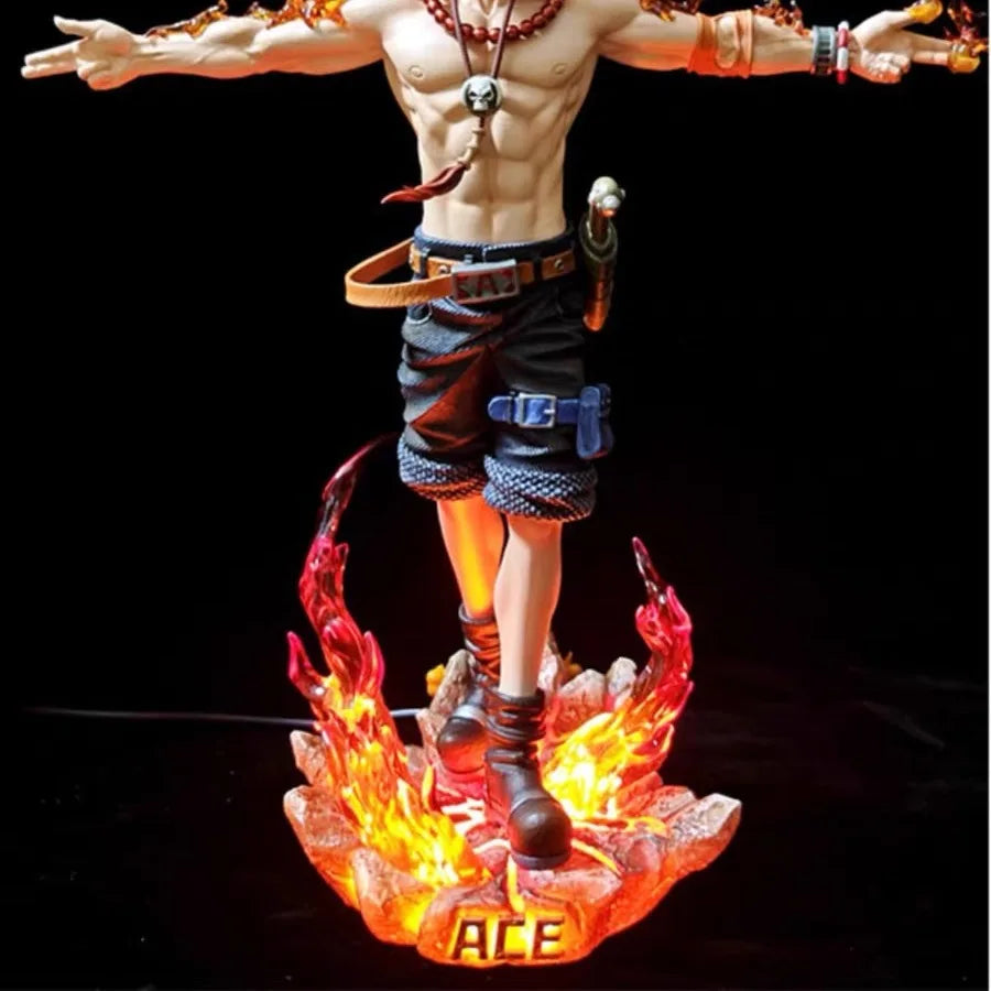 27cm Lx One Piece Ace Spread Arms Cross Anime Figure Model Gk Statue  Collection