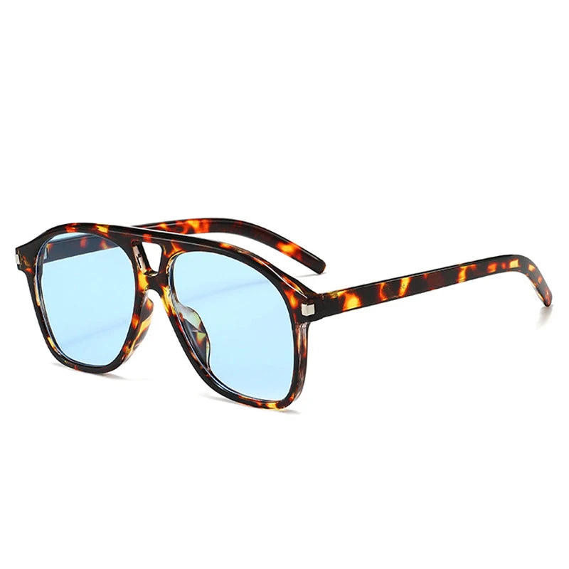 JNPCXI Ins Popular Fashion Double Bridges Pilot Sunglasses Women Retro Clear Ocean Lens Shades UV400 Men Trending Sun Glasses
