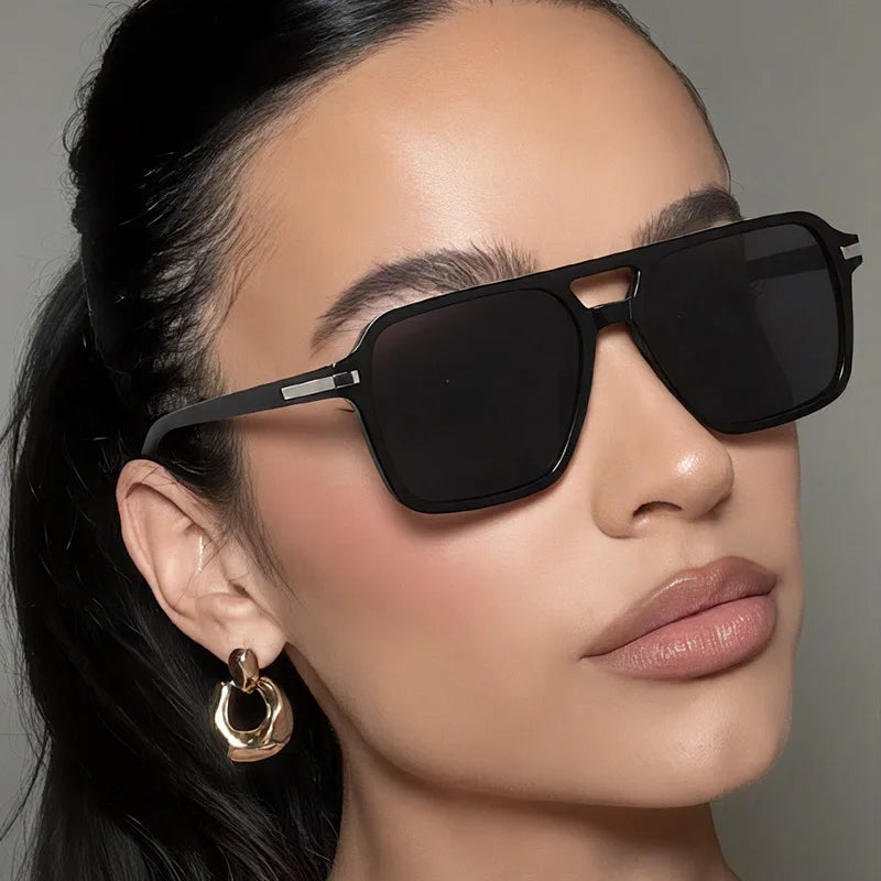 JNPCXI New Double Bridge Square Pilot Women Sunglasses Classic Men Sun glass Outdoor Driving Shades UV400