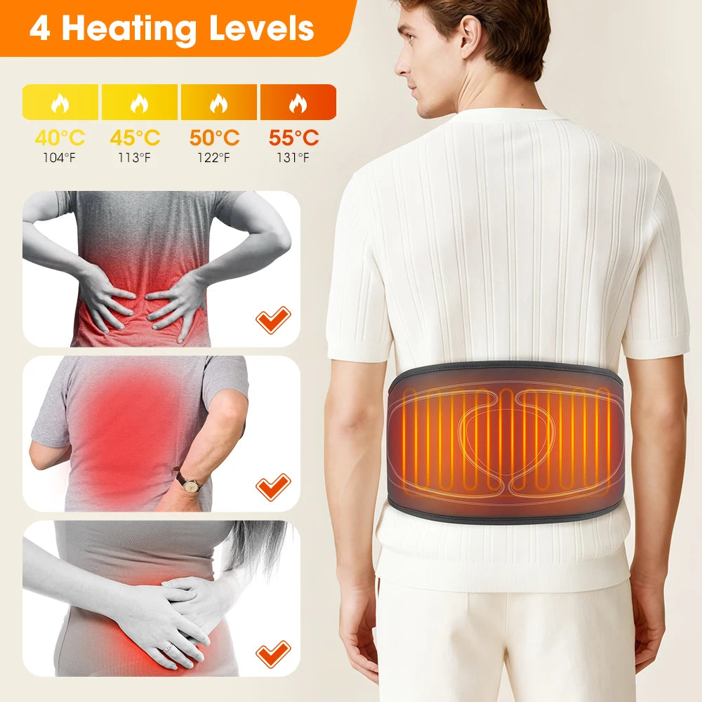 Cordless Airbag Heated Waist Belt Lower Back Lumbar Support Heating Pad 4 Heating Massage Brace Abdomen Warm Menstrual Care Wrap