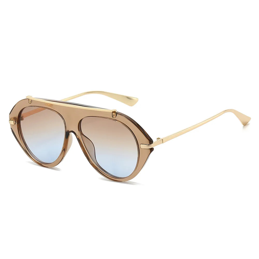JNPCXI Ins Popular Fashion Oversized Leopard Green Pilot Sunglasses Women Shades UV400 Retro Gradient Men Sun Glasses
