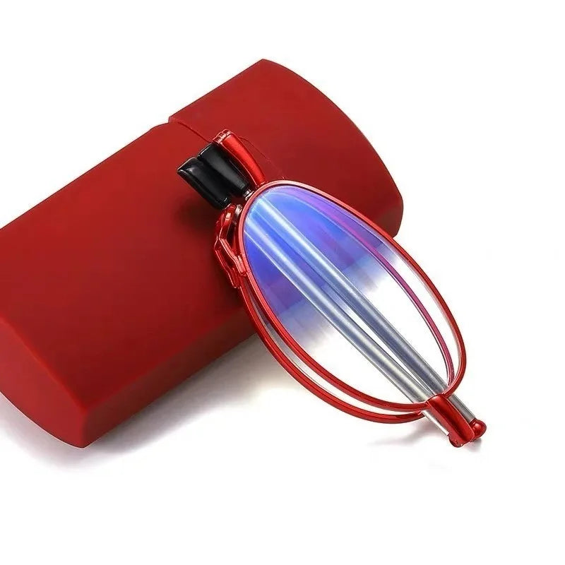 With Free Box Foldable Reading Glasses Telescopic Temple Glasses Anti-Blue Light Glasses for Men and Women