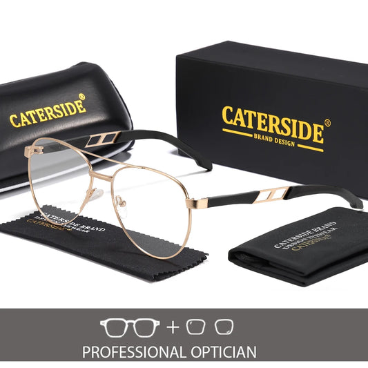 CATERSIDE Business Men's Optical Glasses Classic Metal Frame Design Customized Prescription Eyeglass Women's Reading Eyewear