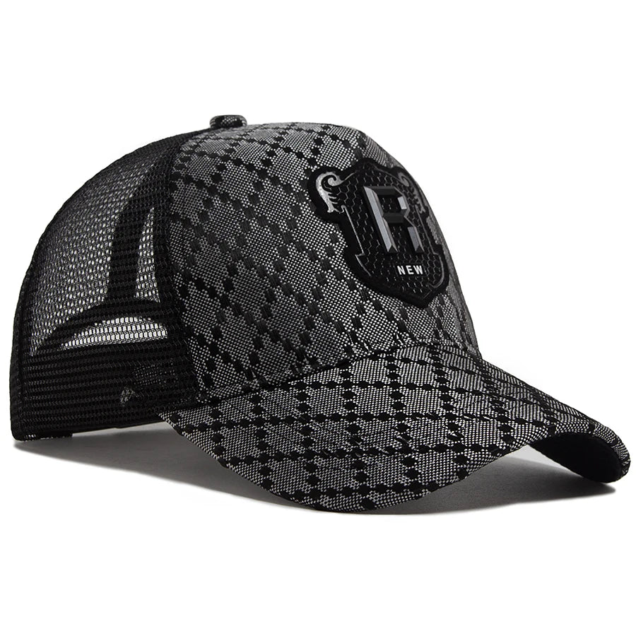 Men Baseball Cap R Label Grid 5 Panel Style Trucker Hat Hip Hop Mesh Caps Fashion Women Visor Casual Caps Summer For Unisex
