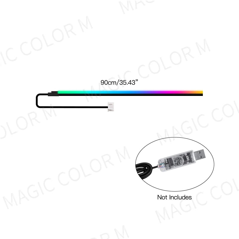Vgetting Car Ambient Lights LED 140cm 120cm 110cm 90cm 75cm Acrylic RGB Symphony Atmosphere Lamp USB APP Control Remote Control