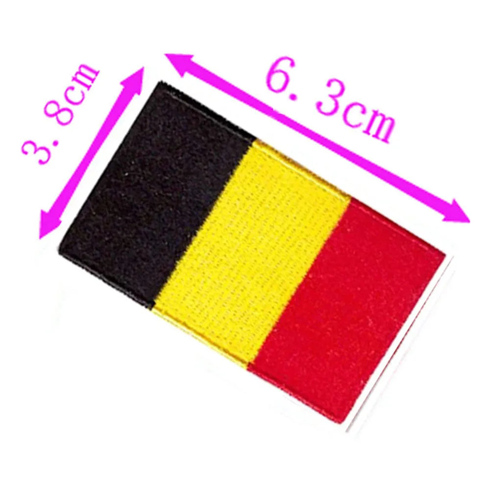 Belgium Country Flag Embroidery Patch 6.3cm Wide Iron On Sew On Backing/Hot Cut