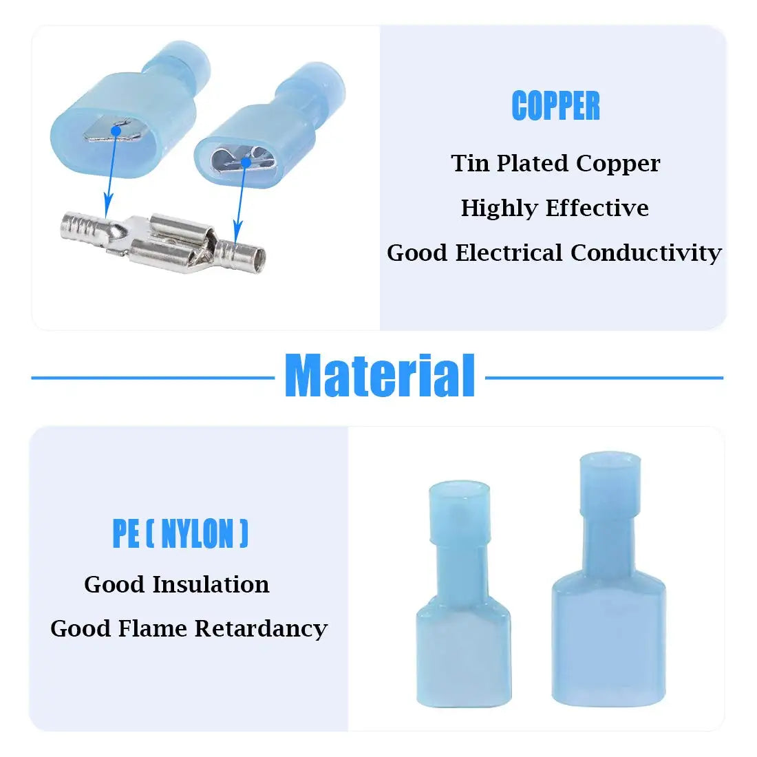 100pair/200pcs 16-14 Gauge Spade Disconnect Wire Connectors Fully Insulated Male Female Nylon Quick Crimp Terminals Wiring Spade