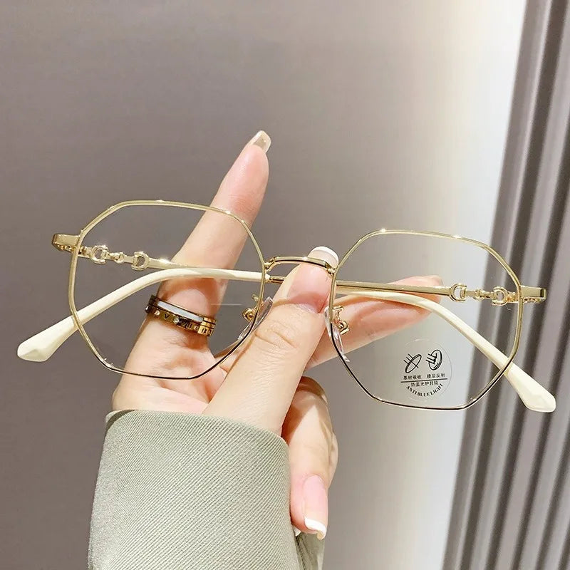 Ultralight Glasses Women Men Anti Blue Rays Polygon Frame Eyeglasses Anti-radiation Eyeglasses Korean Ultralight Glasses