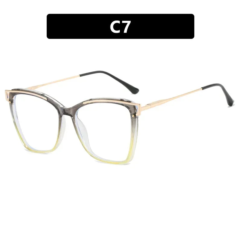 JNPCXI TR90 Anti-Blue Light Retro Women Glasses Frames Oversize Optical Eyeglasses Frame