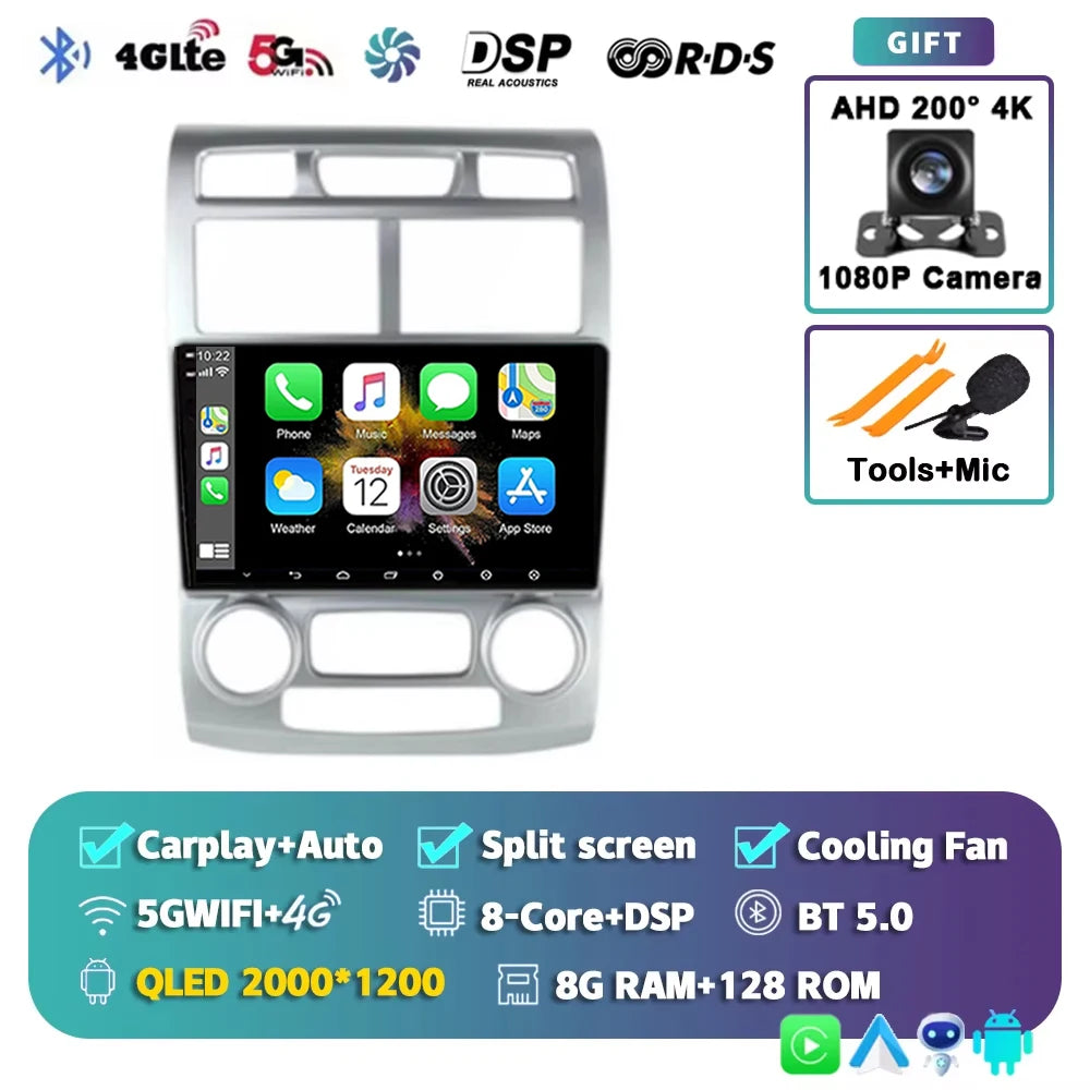 For Kia Sportage 2 2004 2005 2006 2007 - 2010 2K 12+256 QLED Android 16 CarPlay Car Radio Multimedia Video Player GPS stereo 4G