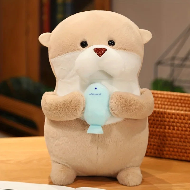 2 Sizes Kawaii Otter Plush Toys Soft Sea Otter Stuffed Animals Plushies Cute Brown Otter Plush Doll Birthday Gift For Children
