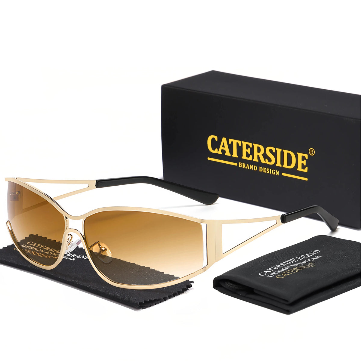 CATERSIDE Men's Punk Sunglasses Brand Design Fashion Technology Retro Sun Glasses Women's Travel Beach Y2K Glasses Gift UV400
