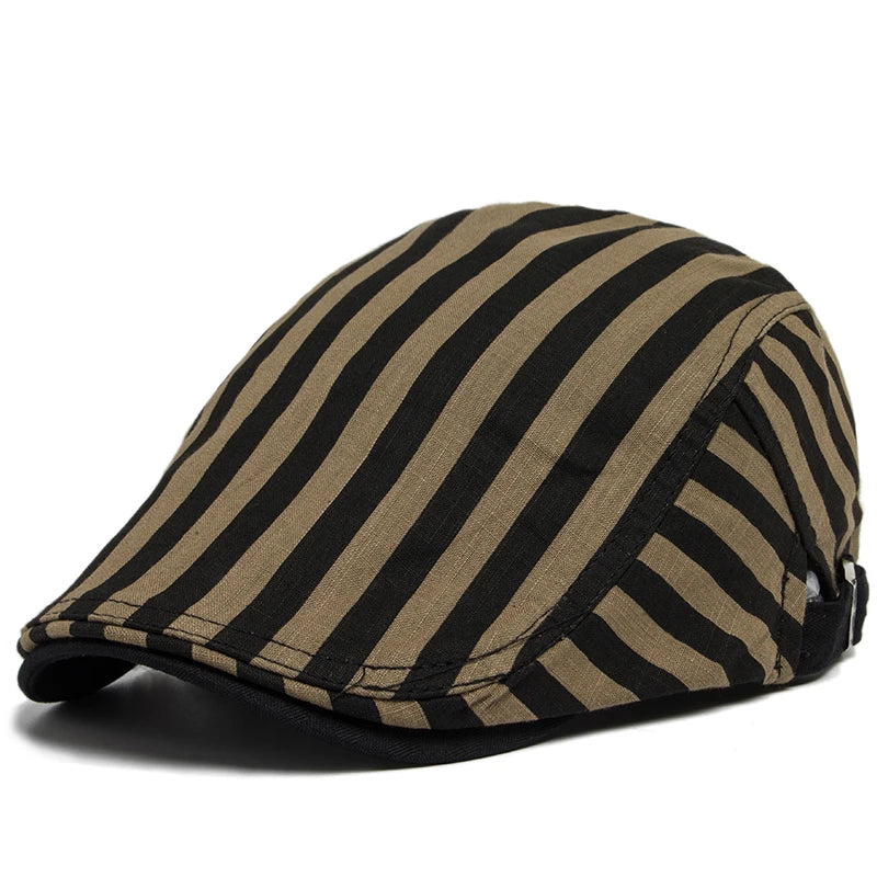 CNTANG New Summer Thin Beret Fashion Men Vintage Plaid Cotton Linen Visor Flat Caps For Women Berets Boina Casual Female