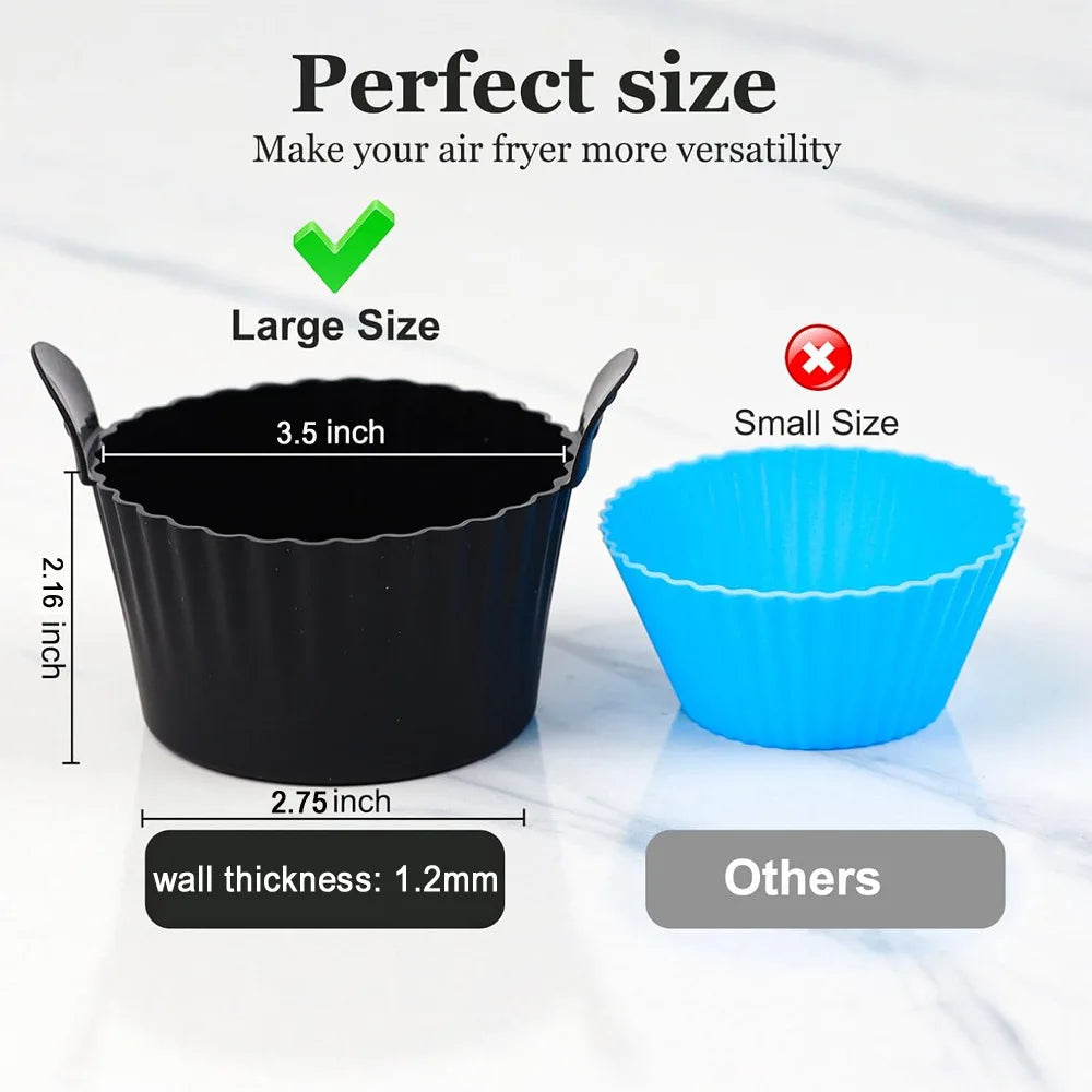 4pcs Air Fryer Baking Ramekins Silicone Mold, Cups Non-Stick, Air Fryer Accessories for Eggs,Cupcakes,Muffins,Puddings,Custards