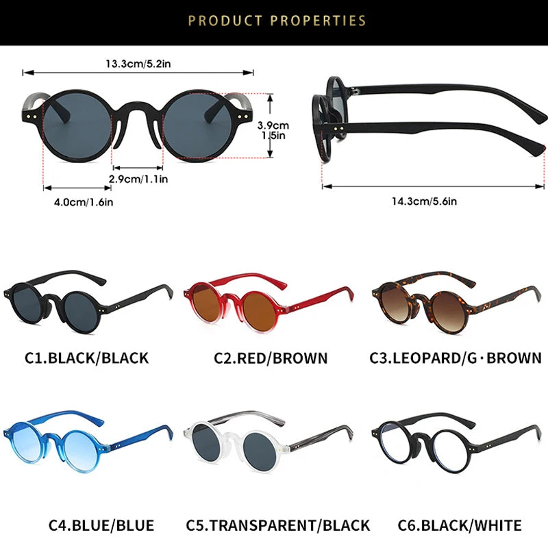 JNPCXI New Retro Fashion Small Frame Round Women Sunglasses Luxury Rivet Casual Men Sun Glasses UV400