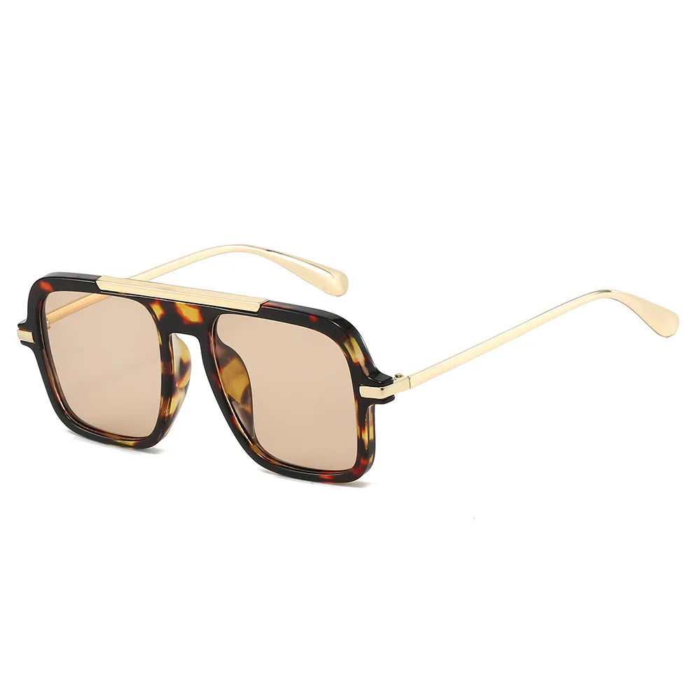 JNPCXI New Square Women Sunglasses Fashion Shades UV400 Retro Trending Leopard Green Gradient Men Sun Glasses