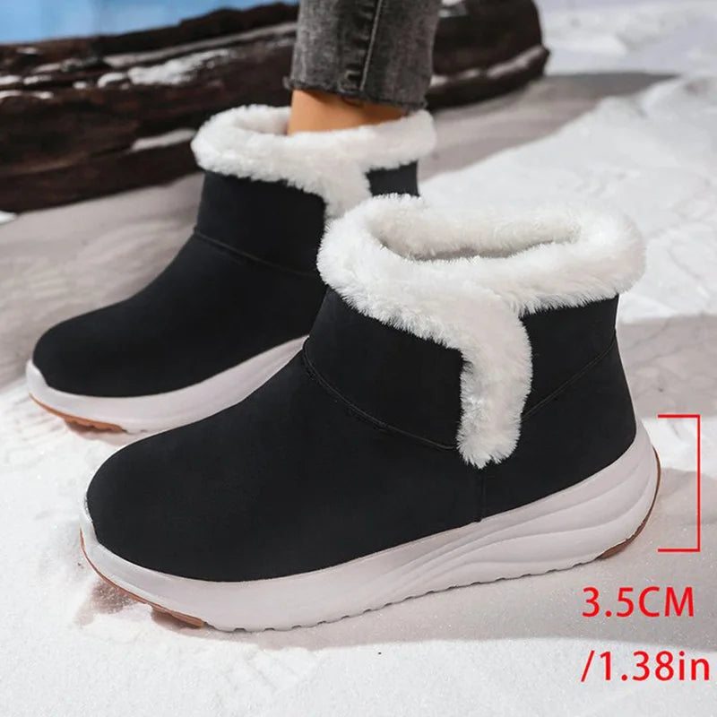 Winter Short Plush Warm Snow Boots Women Plus Size Platform Snow Boots Woman Fashion Faux Suede Non Slip Cotton Shoes Mujer
