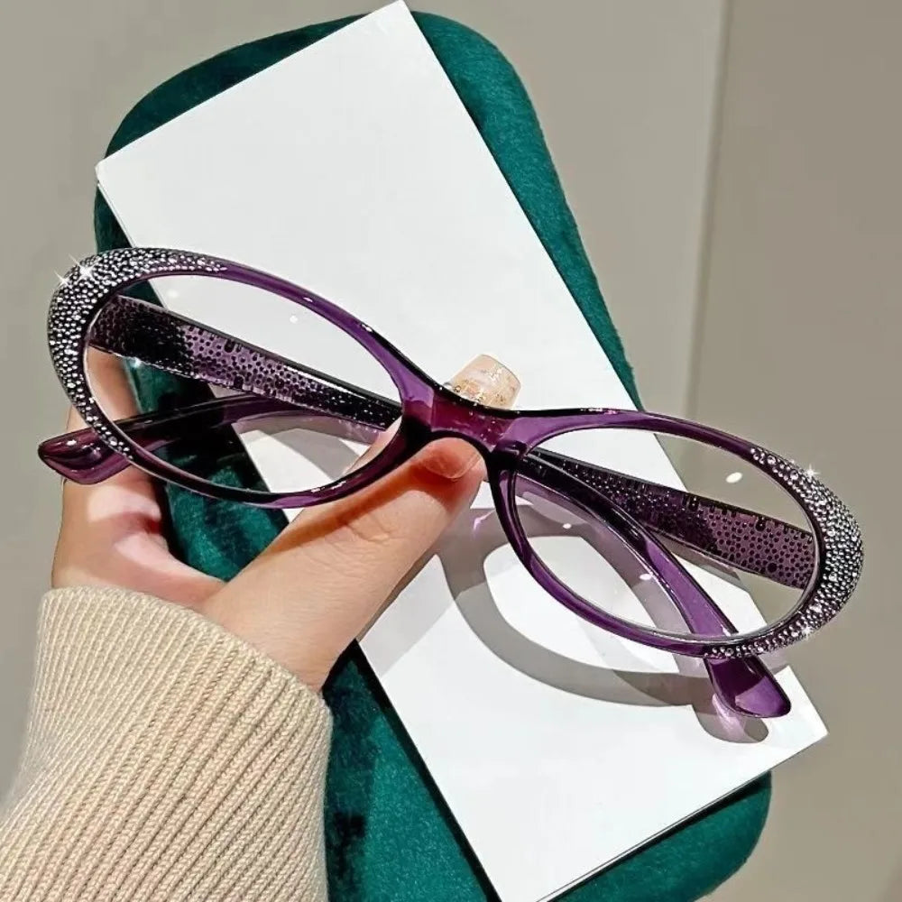 Retro OvalFrame Men Women Metal Reading Glasses  Anti Blue Light Hyperopia Eyewear Presbyopia Elderly Eyeglass