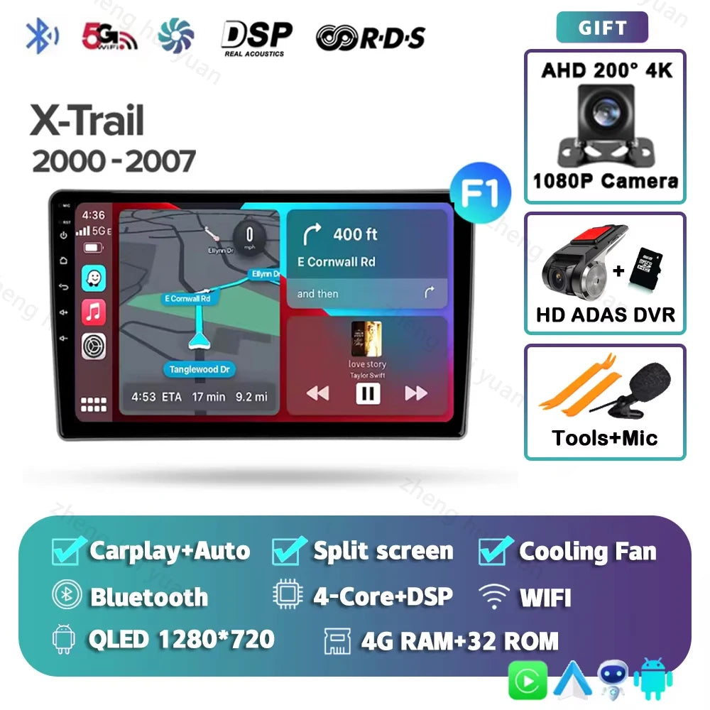 Android 15 For Nissan X-Trail X Trail X - Trail 1 T30 2000 - 2007 2K QLED CarPlay Auto Car Radio Multimedia Video Player GPS