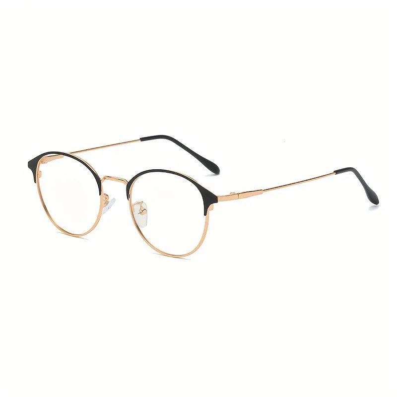 1 Pair of New Retro Metal Circular Eyeglass Frames for Men and Women's Fashion Glasses, Day and Night Dual-use