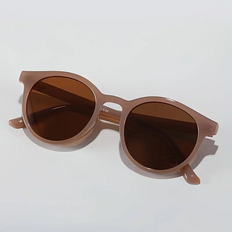 1pc Unisex Round Plastic Frame Glasses with Reflective Lenses Suitable for Hiking and Daily Wear - Decorative Glasses