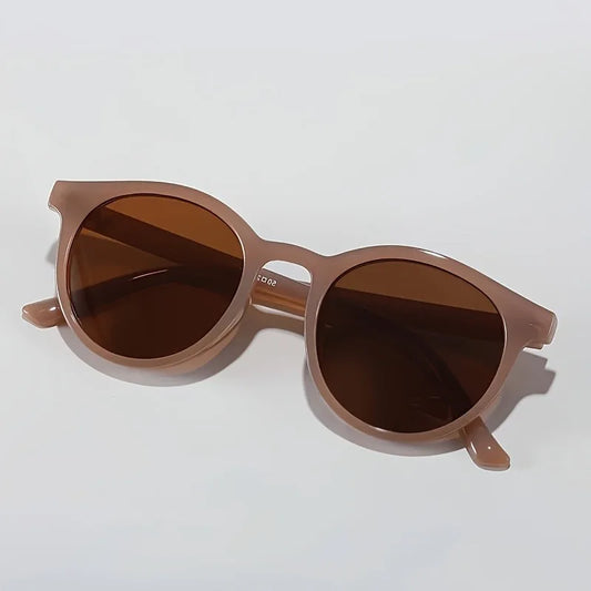 1pc Unisex Round Plastic Frame Glasses with Reflective Lenses Suitable for Hiking and Daily Wear - Decorative Glasses